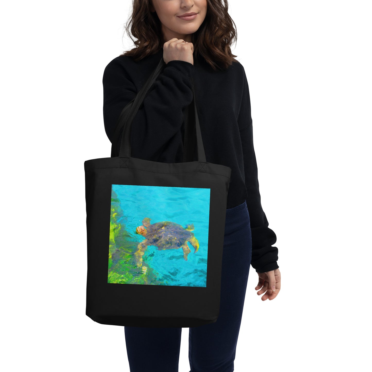 Organic Tote Bag With Sea Turtle