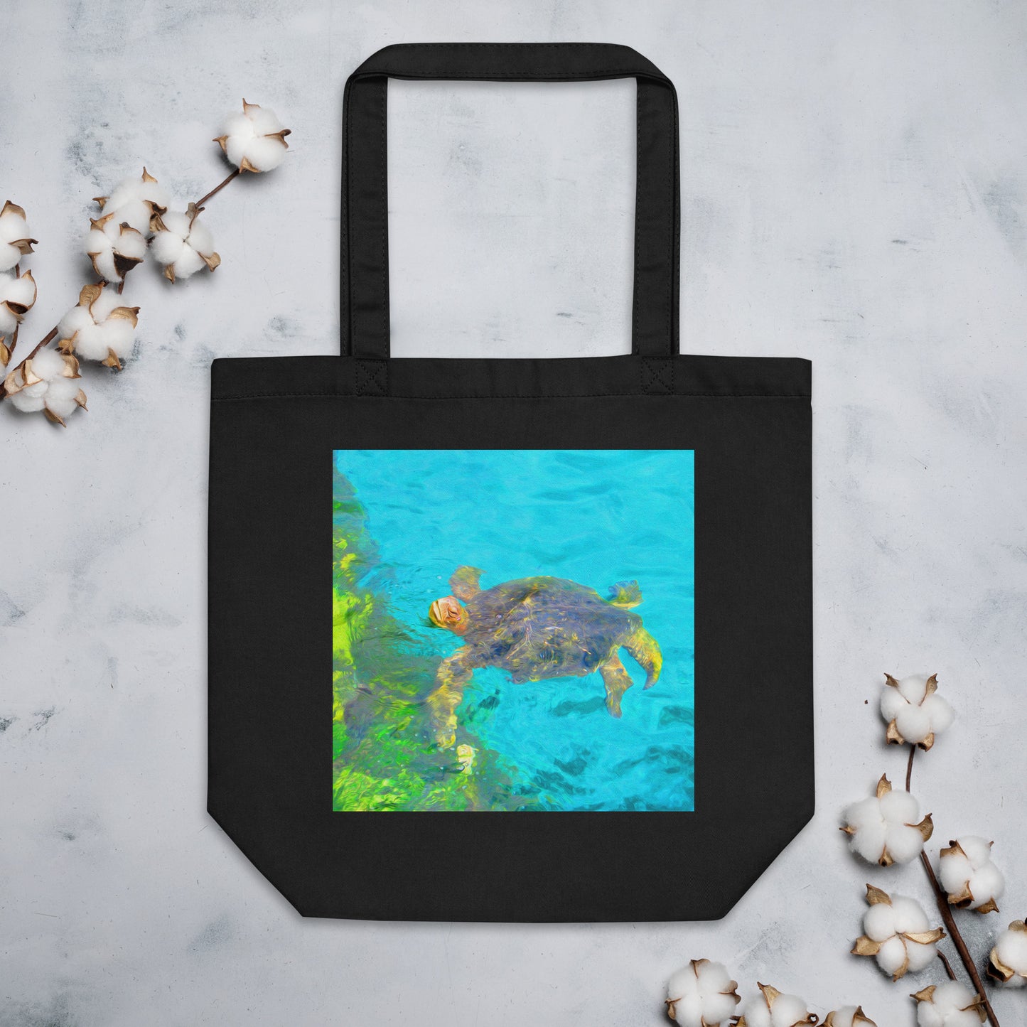 Organic Tote Bag With Sea Turtle