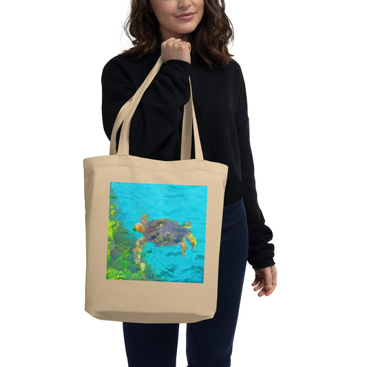 Organic Tote Bag With Sea Turtle