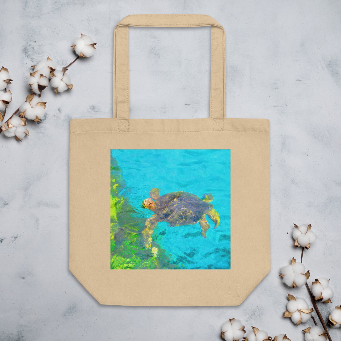 Organic Tote Bag With Sea Turtle