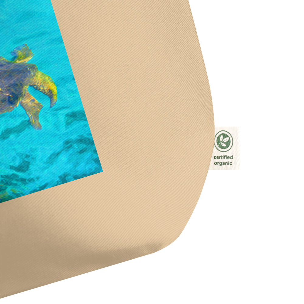 Large Organic Tote Bag With Sea Turtle